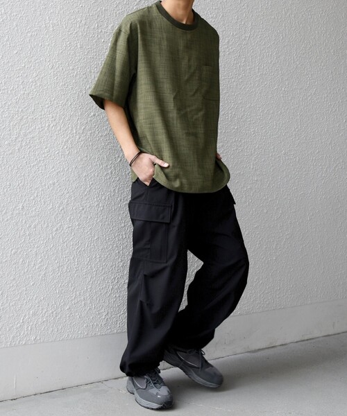 SHIPS any（シップス エニィ）の「SHIPS any:〈洗濯機可能〉FUTURE LINEN CANVAS リネンライク デザイン リブ ポケット Tシャツ◆（Tシャツ/カットソー・メンズ・オリーブ/ネイビー/ブルー/ブラウン・SMALL/LARGE/MEDIUM）」の11枚目の写真