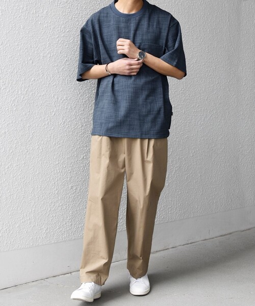 SHIPS any（シップス エニィ）の「SHIPS any:〈洗濯機可能〉FUTURE LINEN CANVAS リネンライク デザイン リブ ポケット Tシャツ◆（Tシャツ/カットソー・メンズ・オリーブ/ネイビー/ブルー/ブラウン・SMALL/LARGE/MEDIUM）」の15枚目の写真