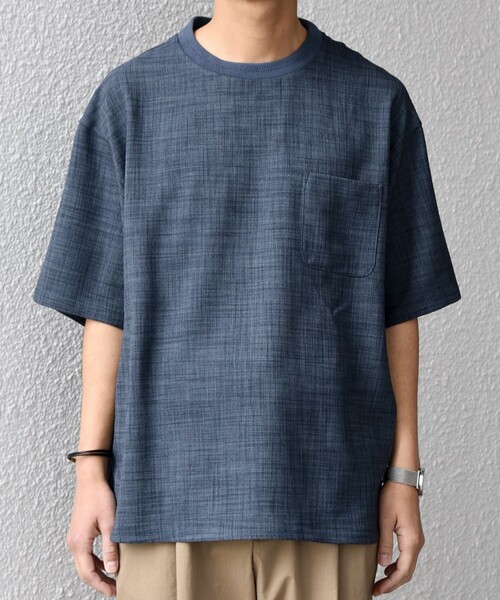 SHIPS any（シップス エニィ）の「SHIPS any:〈洗濯機可能〉FUTURE LINEN CANVAS リネンライク デザイン リブ ポケット Tシャツ◆（Tシャツ/カットソー・メンズ・オリーブ/ネイビー/ブルー/ブラウン・SMALL/LARGE/MEDIUM）」の17枚目の写真