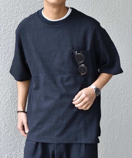 SHIPS any（シップス エニィ）の「SHIPS any:〈洗濯機可能〉FUTURE LINEN CANVAS リネンライク デザイン リブ ポケット Tシャツ◆（Tシャツ/カットソー・メンズ・オリーブ/ネイビー/ブルー/ブラウン・SMALL/LARGE/MEDIUM）」の22枚目の写真