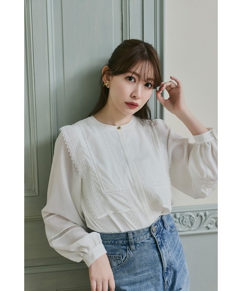 Her lip to（ハーリップトゥー）の「Alline Lace Blouse（シャツ/ブラウス・レディース・ホワイト・S/M）」の2枚目の写真