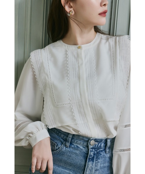 Her lip to（ハーリップトゥー）の「Alline Lace Blouse（シャツ/ブラウス・レディース・ホワイト・S/M）」の3枚目の写真