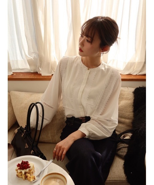 Her lip to（ハーリップトゥー）の「Alline Lace Blouse（シャツ/ブラウス・レディース・ホワイト・S/M）」の16枚目の写真