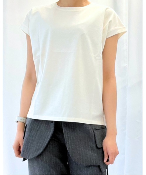 amini(アミニ)の「フレンチスリーブカットソー(Tシャツ/カットソー・レディース・パープル/ブラック/ブルーグリーン/オフホワイト・MEDIUM)」の1枚目の写真