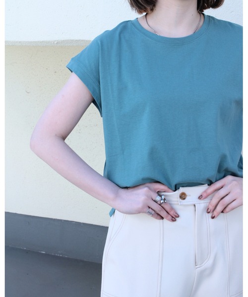 amini(アミニ)の「フレンチスリーブカットソー(Tシャツ/カットソー・レディース・パープル/ブラック/ブルーグリーン/オフホワイト・MEDIUM)」の8枚目の写真