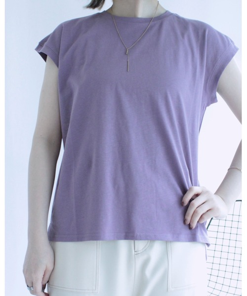 amini(アミニ)の「フレンチスリーブカットソー(Tシャツ/カットソー・レディース・パープル/ブラック/ブルーグリーン/オフホワイト・MEDIUM)」の9枚目の写真