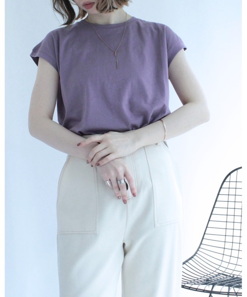 amini(アミニ)の「フレンチスリーブカットソー(Tシャツ/カットソー・レディース・パープル/ブラック/ブルーグリーン/オフホワイト・MEDIUM)」の13枚目の写真