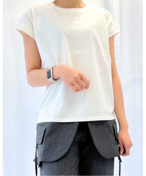 amini(アミニ)の「フレンチスリーブカットソー(Tシャツ/カットソー・レディース・パープル/ブラック/ブルーグリーン/オフホワイト・MEDIUM)」の5枚目の写真