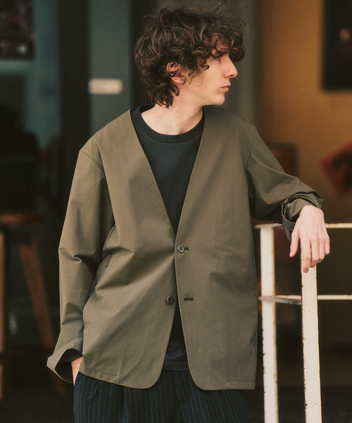 417 EDIFICE（フォーワンセブンエディフィス）の「【FREE MOTION】 カーディガンジャケット（ノーカラージャケット・メンズ・カーキ/ブラック系その他/ベージュ・LARGE/MEDIUM/SMALL）」の7枚目の写真