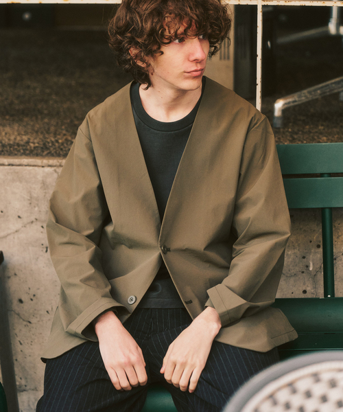 417 EDIFICE（フォーワンセブンエディフィス）の「【FREE MOTION】 カーディガンジャケット（ノーカラージャケット・メンズ・カーキ/ブラック系その他/ベージュ・LARGE/MEDIUM/SMALL）」の8枚目の写真