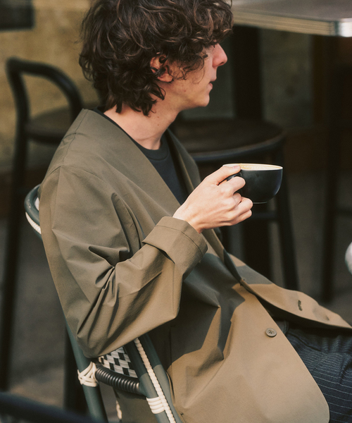 417 EDIFICE（フォーワンセブンエディフィス）の「【FREE MOTION】 カーディガンジャケット（ノーカラージャケット・メンズ・カーキ/ブラック系その他/ベージュ・LARGE/MEDIUM/SMALL）」の9枚目の写真