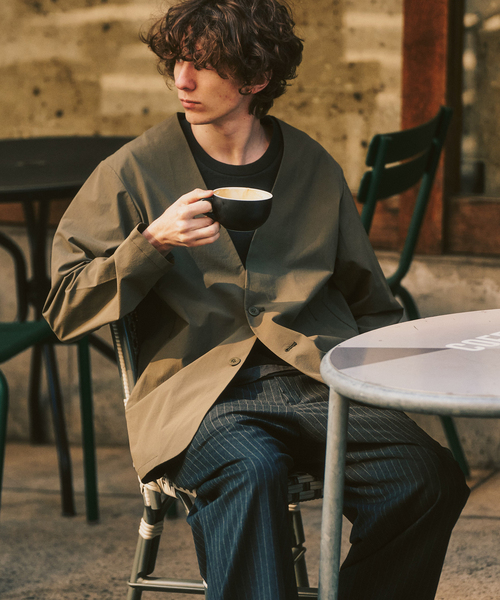 417 EDIFICE（フォーワンセブンエディフィス）の「【FREE MOTION】 カーディガンジャケット（ノーカラージャケット・メンズ・カーキ/ブラック系その他/ベージュ・LARGE/MEDIUM/SMALL）」の12枚目の写真