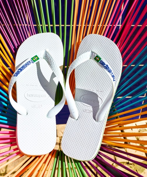 havaianas(ハワイアナス)の「BRASIL LOGO(サンダル・レディース・ブラウン系その他/ホワイト/ネイビー/ブラック系その他/ダークグリーン/ブルー/クリーム・25.5cm/27cm/29cm/22cm/23cm/24.5cm/28cm)」の1枚目の写真