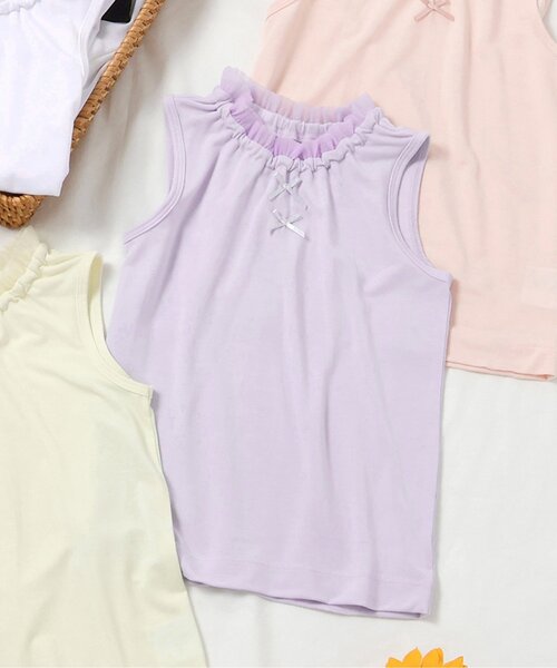 apres les cours(アプレレクール)の「サラサラこんにちはインナー ノースリーブTシャツ(インナーウェア/肌着・キッズ・ラベンダー/ベビーピンク/ブラック/オフホワイト/レモンイエロー・80/90/110/130/100/120)」の4枚目の写真
