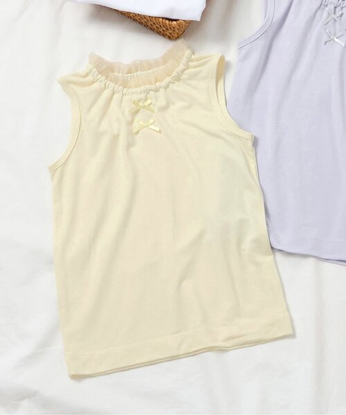 apres les cours(アプレレクール)の「サラサラこんにちはインナー ノースリーブTシャツ(インナーウェア/肌着・キッズ・ラベンダー/ベビーピンク/ブラック/オフホワイト/レモンイエロー・80/90/110/130/100/120)」の1枚目の写真