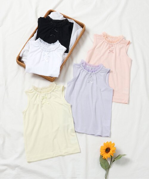 apres les cours(アプレレクール)の「サラサラこんにちはインナー ノースリーブTシャツ(インナーウェア/肌着・キッズ・ラベンダー/ベビーピンク/ブラック/オフホワイト/レモンイエロー・80/90/110/130/100/120)」の12枚目の写真