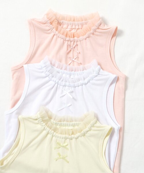 apres les cours(アプレレクール)の「サラサラこんにちはインナー ノースリーブTシャツ(インナーウェア/肌着・キッズ・ラベンダー/ベビーピンク/ブラック/オフホワイト/レモンイエロー・80/90/110/130/100/120)」の13枚目の写真