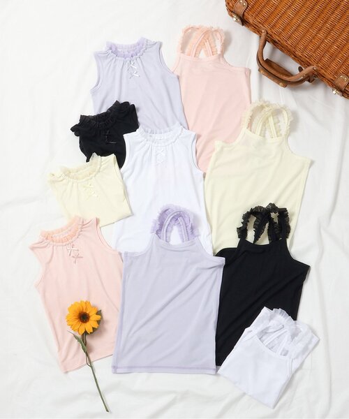 apres les cours(アプレレクール)の「サラサラこんにちはインナー ノースリーブTシャツ(インナーウェア/肌着・キッズ・ラベンダー/ベビーピンク/ブラック/オフホワイト/レモンイエロー・80/90/110/130/100/120)」の15枚目の写真