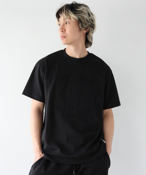 PARIS SAINT-GERMAIN(パリサンジェルマン)の「PSG-INTERLOCK EMBO SSTEE(Tシャツ/カットソー・メンズ・グレー/ブラック・M/L/XL)」の1枚目の写真