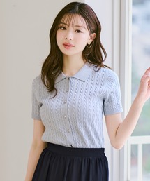 2026春夏新作 ケーブルポロ襟ニット