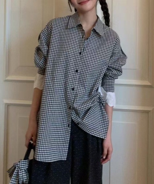 Achic(アシック)の「クラシックチェック リボンタイシャツ(Tシャツ/カットソー・レディース・ブラック・M)」の12枚目の写真