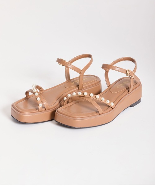 NOELA（ノエラ）の「クロスパールプラットフォームサンダル（サンダル・レディース・ブラック/ブラウン・S/M/L）」の2枚目の写真