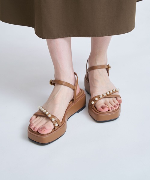 NOELA（ノエラ）の「クロスパールプラットフォームサンダル（サンダル・レディース・ブラック/ブラウン・S/M/L）」の9枚目の写真