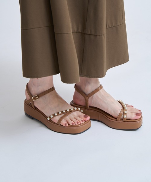 NOELA（ノエラ）の「クロスパールプラットフォームサンダル（サンダル・レディース・ブラック/ブラウン・S/M/L）」の10枚目の写真