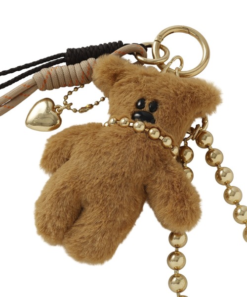 Green　Parks（グリーンパークス）の「パフパフモフモフベアーバックチャーム（チャーム・レディース・ブラウン/ホワイト・FREE）」の6枚目の写真