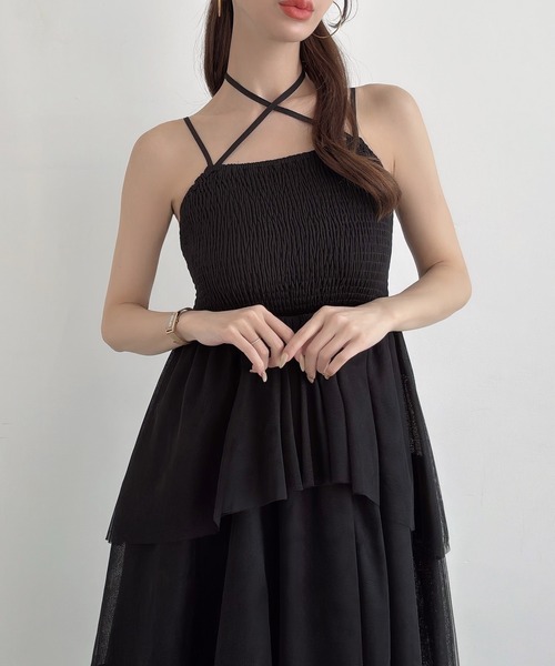 Meiru(メイル)の「ティアードシアーシャーリングキャミワンピース(ワンピース・レディース・チャコール/ブラック/アイボリー・LARGE/MEDIUM/SMALL)」の10枚目の写真