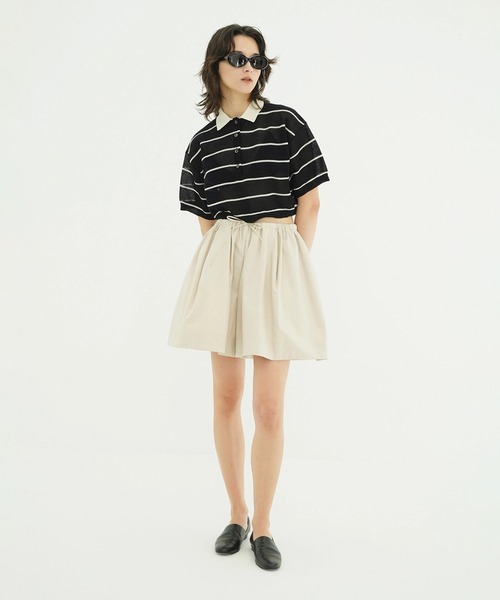 CLANE(クラネ)の「SPONGY SHEER POLO KNIT TOPS(ポロシャツ・レディース・アイボリー/ネイビー・1/2)」の13枚目の写真