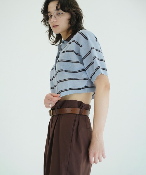 CLANE(クラネ)の「SPONGY SHEER POLO KNIT TOPS(ポロシャツ・レディース・アイボリー/ネイビー・1/2)」の15枚目の写真