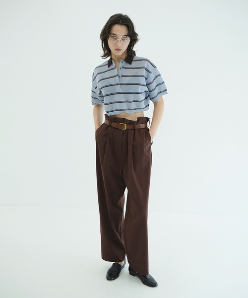 CLANE(クラネ)の「SPONGY SHEER POLO KNIT TOPS(ポロシャツ・レディース・アイボリー/ネイビー・1/2)」の20枚目の写真