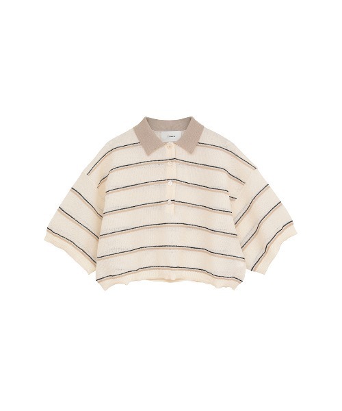 CLANE(クラネ)の「SPONGY SHEER POLO KNIT TOPS(ポロシャツ・レディース・アイボリー/ネイビー・1/2)」の22枚目の写真