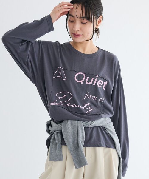 CRAFT STANDARD BOUTIQUE(クラフトスタンダードブティック)の「ロゴプリントロンTee(Tシャツ/カットソー・レディース・グレー/オフホワイト/ダークグレー・FREE)」の3枚目の写真