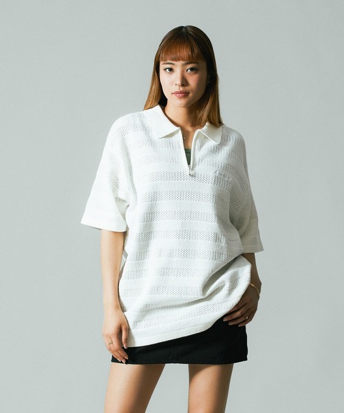STRIPED KNIT POLO SHIRT（ポロシャツ）｜XLARGE（エクストララージ