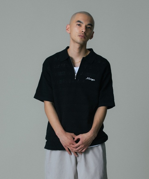 セール】STRIPED KNIT POLO SHIRT（ポロシャツ）｜XLARGE（エクストラ