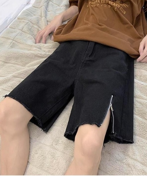 link lot(リンクロット)の「切りっぱなしZIPデザインハーフデニムパンツ(デニムパンツ・メンズ・ブルー/ブラック・L/M)」の10枚目の写真
