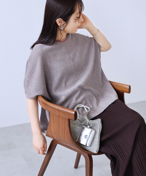 reca(レカ)の「シャーリングカットリブプルオーバー(Tシャツ/カットソー・レディース・ライム/チャコールグレー/アイボリー/ライトブルー/グレー/インディゴブルー/チョコ/パープル/レッド/ダークカーキ/チャコール・FREE)」の4枚目の写真