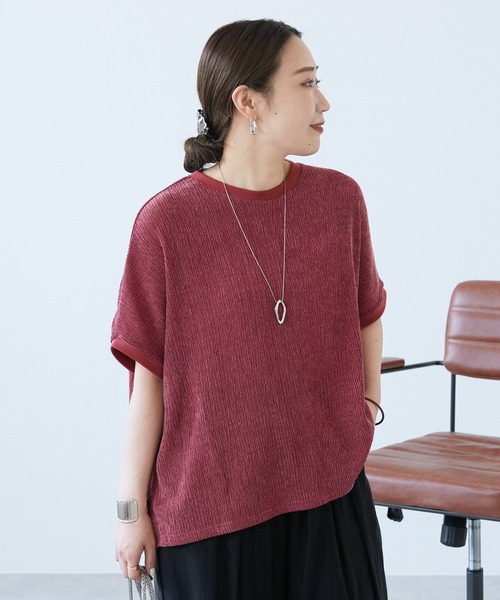 reca(レカ)の「シャーリングカットリブプルオーバー(Tシャツ/カットソー・レディース・ライム/チャコールグレー/アイボリー/ライトブルー/グレー/インディゴブルー/チョコ/パープル/レッド/ダークカーキ/チャコール・FREE)」の11枚目の写真