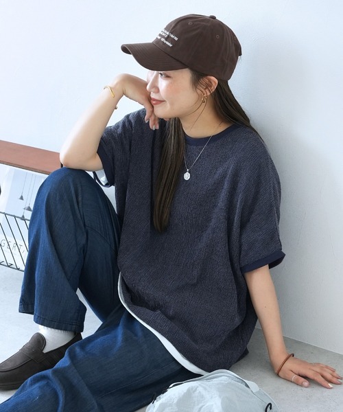 reca(レカ)の「シャーリングカットリブプルオーバー(Tシャツ/カットソー・レディース・ライム/チャコールグレー/アイボリー/ライトブルー/グレー/インディゴブルー/チョコ/パープル/レッド/ダークカーキ/チャコール・FREE)」の9枚目の写真