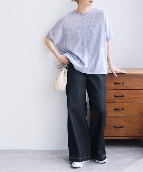reca(レカ)の「シャーリングカットリブプルオーバー(Tシャツ/カットソー・レディース・ライム/チャコールグレー/アイボリー/ライトブルー・FREE)」の13枚目の写真