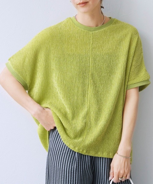 reca(レカ)の「シャーリングカットリブプルオーバー(Tシャツ/カットソー・レディース・ライム/チャコールグレー/アイボリー/ライトブルー・FREE)」の14枚目の写真