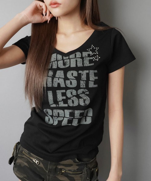 SPINNS(スピンズ)の「平成ムード全開☆彡缶バッジ付きギャルロゴTシャツ(Tシャツ/カットソー・レディース・オフホワイト/グレー/ブラック・ONESIZE)」の17枚目の写真