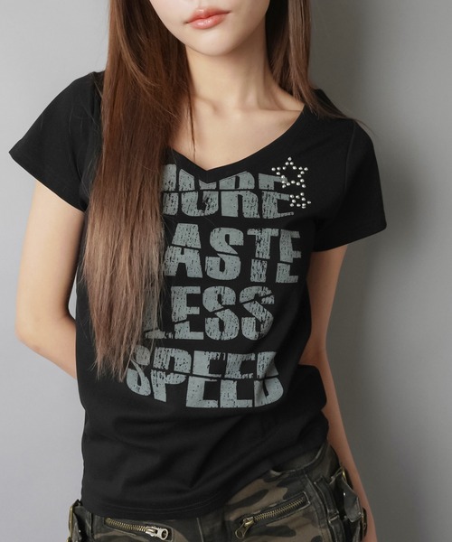 SPINNS(スピンズ)の「平成ムード全開☆彡缶バッジ付きギャルロゴTシャツ(Tシャツ/カットソー・レディース・オフホワイト/グレー/ブラック・ONESIZE)」の18枚目の写真
