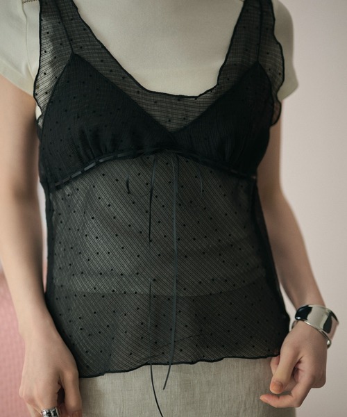 LAULEN（ローレン）の「polka dot sheer tulle cami / ポルカドットシアーチュールキャミ（キャミソール・レディース・グレー/ブラック/ホワイト・FREE）」の17枚目の写真