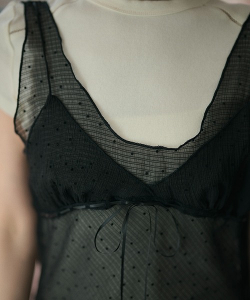 LAULEN（ローレン）の「polka dot sheer tulle cami / ポルカドットシアーチュールキャミ（キャミソール・レディース・グレー/ブラック/ホワイト・FREE）」の19枚目の写真