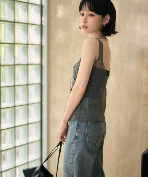 LAULEN（ローレン）の「polka dot sheer tulle cami / ポルカドットシアーチュールキャミ（キャミソール・レディース・グレー/ブラック/ホワイト・FREE）」の22枚目の写真