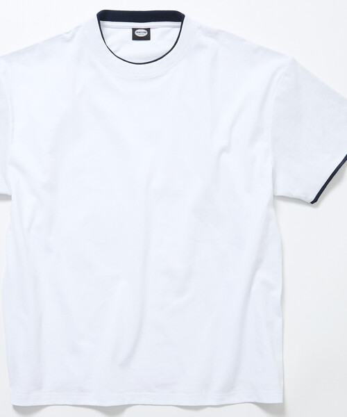 FREAK'S STORE(フリークスストア)の「限定展開 リラックスフィット 配色フェイクレイヤード クルーネック Tシャツ(Tシャツ/カットソー・メンズ・ネイビー/ダークグレー/ホワイト/チャコールグレー・LARGE/MEDIUM/SMALL)」の6枚目の写真