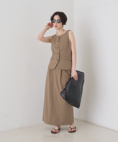 Rouge vif Anna(ルージュヴィフアンナ)の「【セットアップ対応】リネン混タイトスカート(スカート・レディース・チャコールグレー/ベージュ・38/36)」の15枚目の写真
